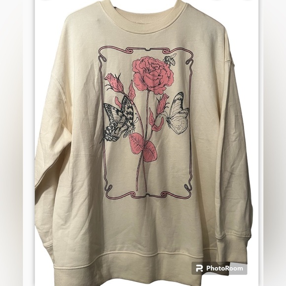 REBELLIOUS ONE Rose Box Graphic Sweatshirt Sz L Women - Picture 6 of 11